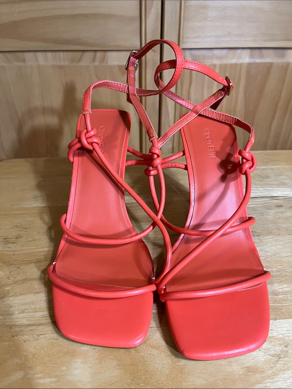 Open Edit Coral Strappy Square-Toe Sandals